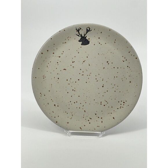 Pottery Barn Rustic Reindeer Terracotta Christmas Dinner Plate 10.5” Face Left-A - Picture 1 of 5